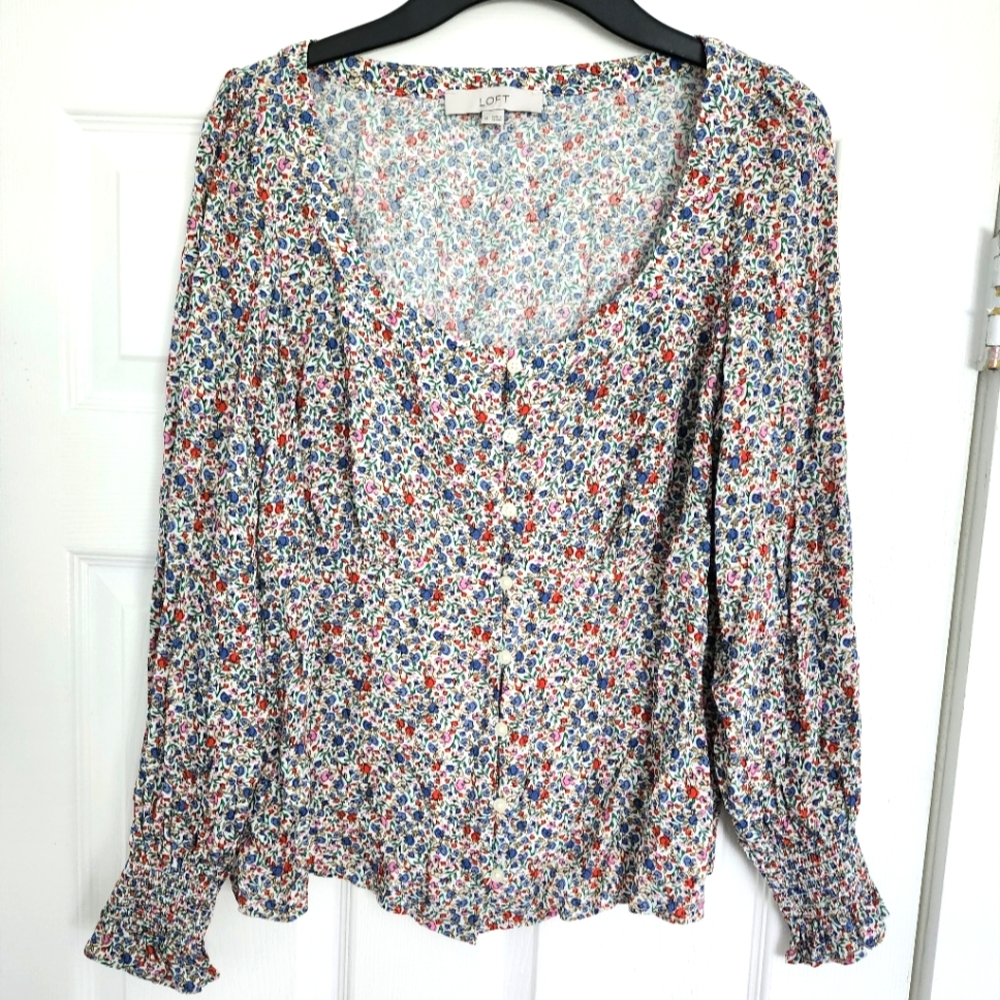 The Loft Multi-Color Blouse - Medium NWOT